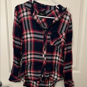 RAILS. Navy, pink, white plaid button down shirt. Size xs. NWT